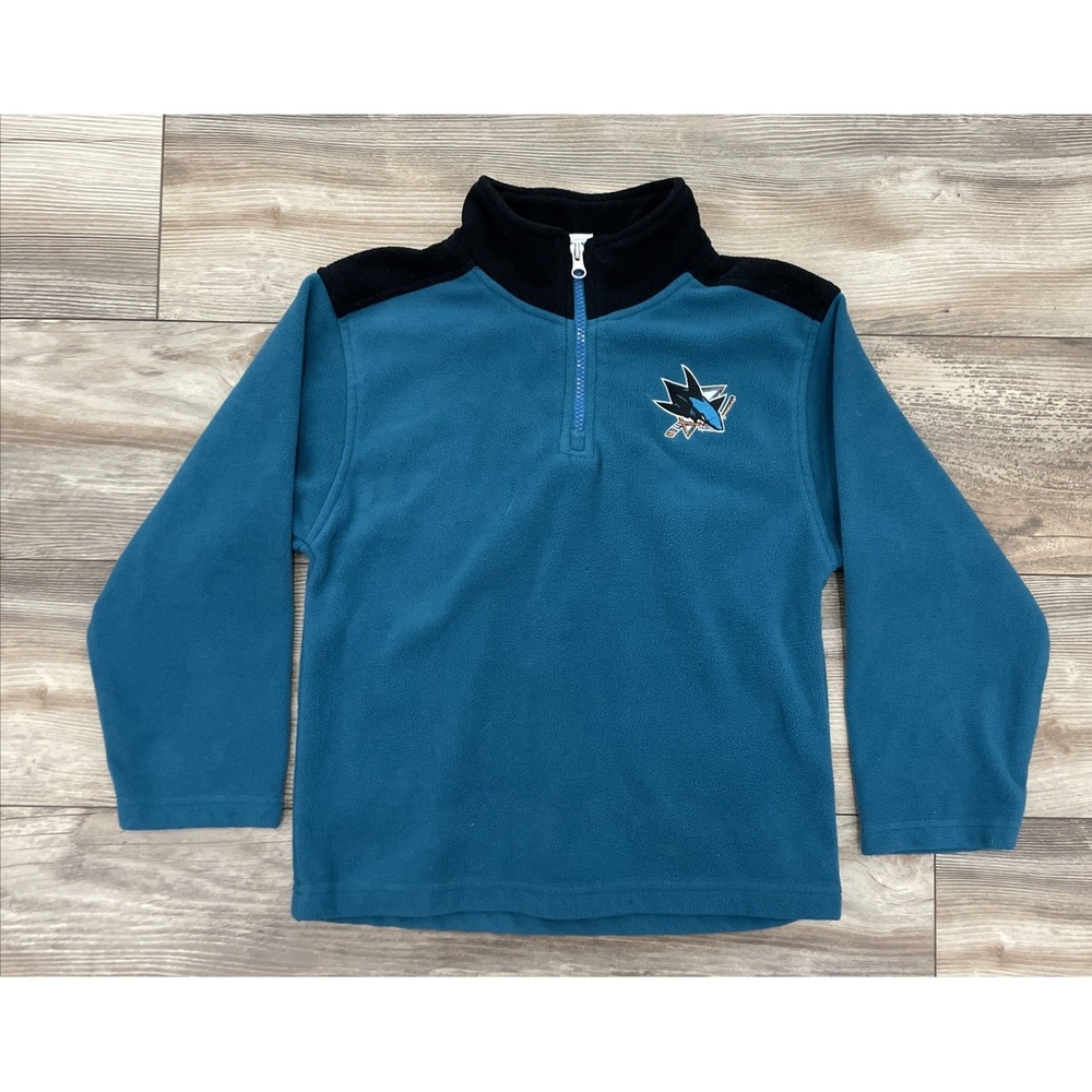 Vintage 90s San Jose Sharks Fleece Sweatshirt NHL Hockey Kids Size S 6-7